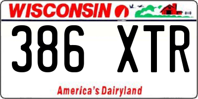 WI license plate 386XTR