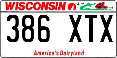 WI license plate 386XTX