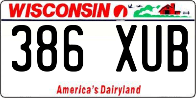 WI license plate 386XUB