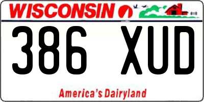 WI license plate 386XUD