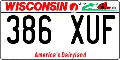 WI license plate 386XUF