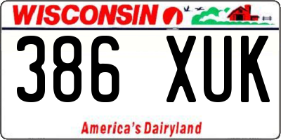 WI license plate 386XUK