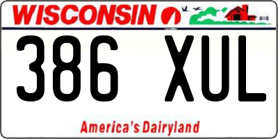 WI license plate 386XUL