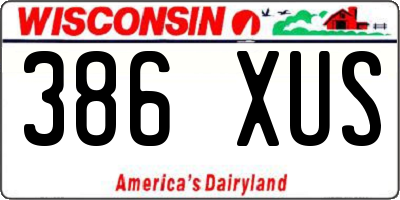 WI license plate 386XUS