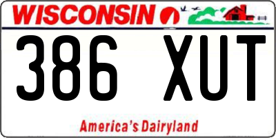 WI license plate 386XUT