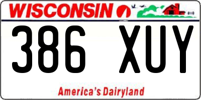 WI license plate 386XUY