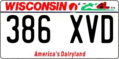 WI license plate 386XVD