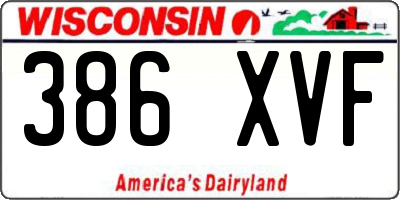 WI license plate 386XVF