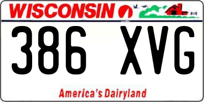 WI license plate 386XVG