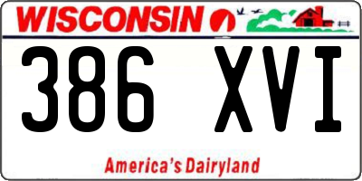 WI license plate 386XVI