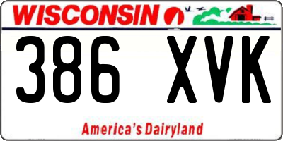WI license plate 386XVK