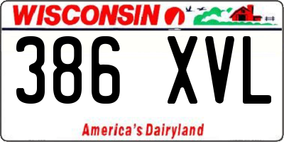 WI license plate 386XVL