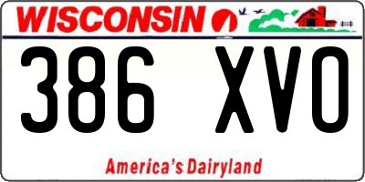 WI license plate 386XVO