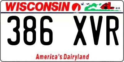 WI license plate 386XVR