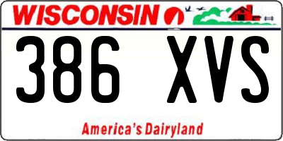 WI license plate 386XVS