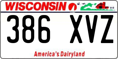 WI license plate 386XVZ