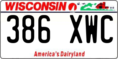 WI license plate 386XWC