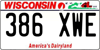 WI license plate 386XWE