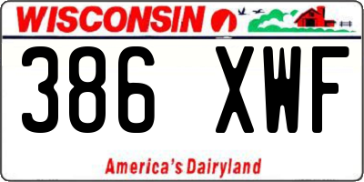 WI license plate 386XWF