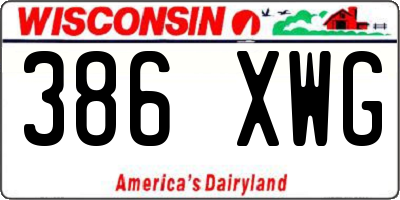 WI license plate 386XWG