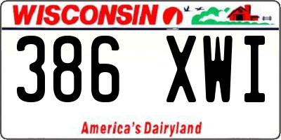 WI license plate 386XWI