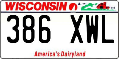 WI license plate 386XWL