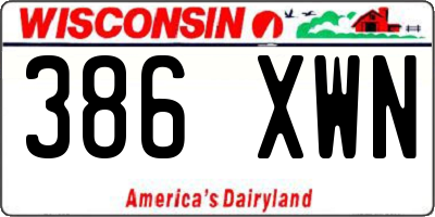 WI license plate 386XWN