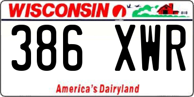 WI license plate 386XWR