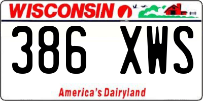 WI license plate 386XWS