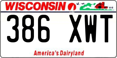 WI license plate 386XWT