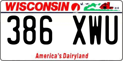 WI license plate 386XWU