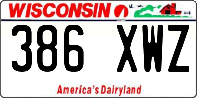 WI license plate 386XWZ