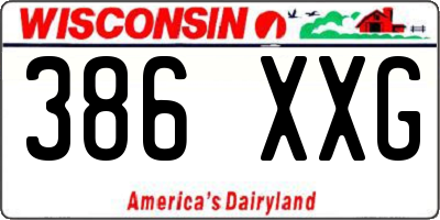 WI license plate 386XXG