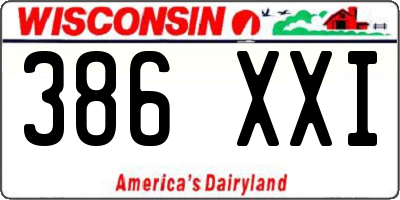 WI license plate 386XXI