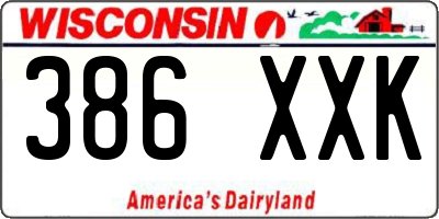 WI license plate 386XXK