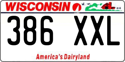 WI license plate 386XXL