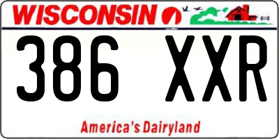 WI license plate 386XXR