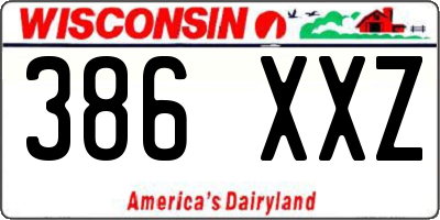 WI license plate 386XXZ