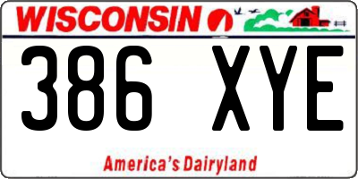 WI license plate 386XYE
