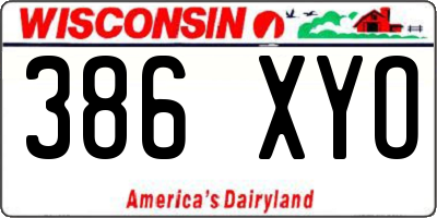 WI license plate 386XYO