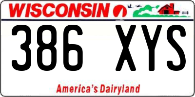 WI license plate 386XYS