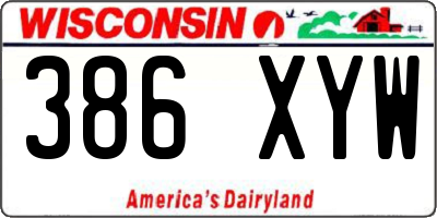 WI license plate 386XYW