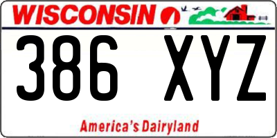WI license plate 386XYZ