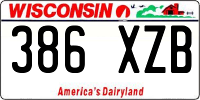 WI license plate 386XZB