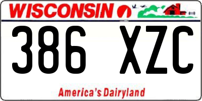 WI license plate 386XZC