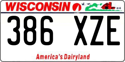 WI license plate 386XZE