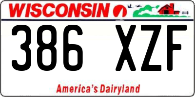 WI license plate 386XZF