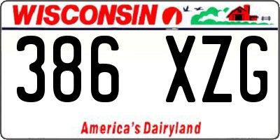 WI license plate 386XZG