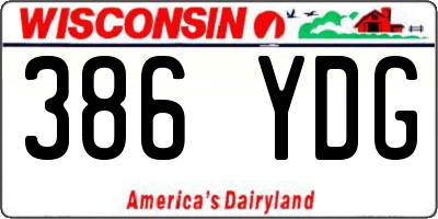 WI license plate 386YDG
