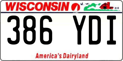 WI license plate 386YDI